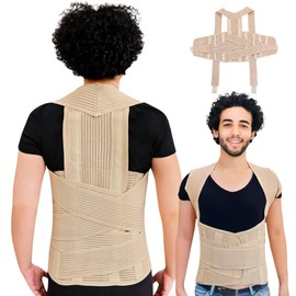 SEVEN MINE Faja Lumbar Corrector Postura Espalda  Soporte Dorsolumbar Ortopédico con Varillas Metálicas y Refuerzo Lateral, 50 Algodón Transpirable,  