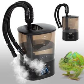 WACOOL Upgraded Digital Timing Reptile Fogger, 4L No Leak Reptile Humidifier with 2 Hose, Top Filling Automatic Terrarium Humidifier Fogger for Reptile Use
