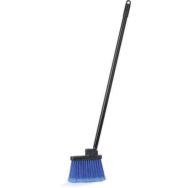 Carlisle FoodService Products CFS 3685914 Duo-Sweep Metal Threaded Handle Flagged Lobby Broom, Polypropylene Bristles, 4" Trim x 7-1/2" Width Bristle, 30" Handle, 36" Overall Length, Blue