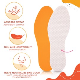 SULPO 10 Pairs Insoles with a Fresh Scent Against Sweaty Feet, for Men and Women, Anti-Odour Insoles Size: UK 3-12 - White, size: 41