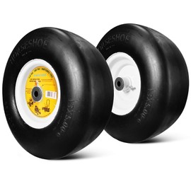 Horseshoe (2-Pack) Commercial Solid 13x5.00-6 Flat-Free Lawn Mower Smooth Tires with Steel Rim, Fits 36-68"deck Lawn Mowers & Gardon Tractor, Bore φ5/8" & Hub 3.25-5.9"