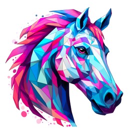 Horse Sticker Geometric Horse Head Car Sticker for Motorcycle, Notebook, Skateboard, Helmet, Fridge, Luggage or Car Sticker Colourful (1 Decal 14 cm)