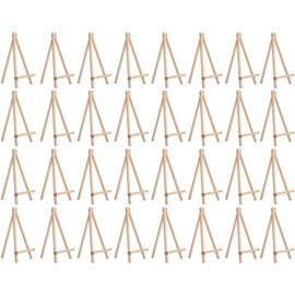 JOVITEC 48 Pcs Mini Wooden Easel Stand for Painting Canvas Display Tabletop Easel Bulk Triangle Card Stand for Wedding Adults(Wood Color,12 Inch)