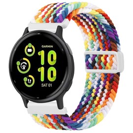Oumida Elastic Nylon Bracelet for Garmin Vivoactive 5 Wristband/Vivoactive 3 Music, Garmin Venu Sq/Venu Sq 2/Venu Sq 2 Music/Venu 2 Plus Bracelets, Braided Watch Strap with Magnetic Buckle