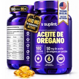 SUPLINT - Aceite de Orégano Cápsulas con Aceite de Oliva y Vitamina E – 180 Cápsulas