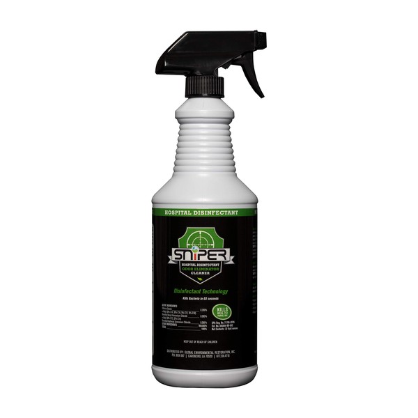 SNiPER Hospital Disinfectant, Odor Eliminator & All-Purpose Cleaner, 32 Ounce Spray
