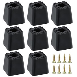 DEARBAG Pack of 8 Rubber Feet Bumpers with Screw Screw, Square Non-Slip Rubber Buffers, Screw Feet for Chairs, Furniture and Tables, Non-Slip, Protect Furniture from Moisture (Black)
