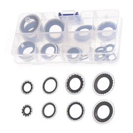 getfay 30 PCS Car Air Conditioning Compressor Repair Gasket Combination Kit, Multi-specification High Temperature Resistant Seals, Multi-function Cooling Pump Gaskets, Universal for Cars (Black)