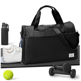 Gym Bag for Women Men with Shoe Compartment,Travel Duffel Bags Weekender Overnight Bag Sport Gym Tote Bags Carry on Bag Personal Item Travel Bag Swimming Yoga Workout Black
