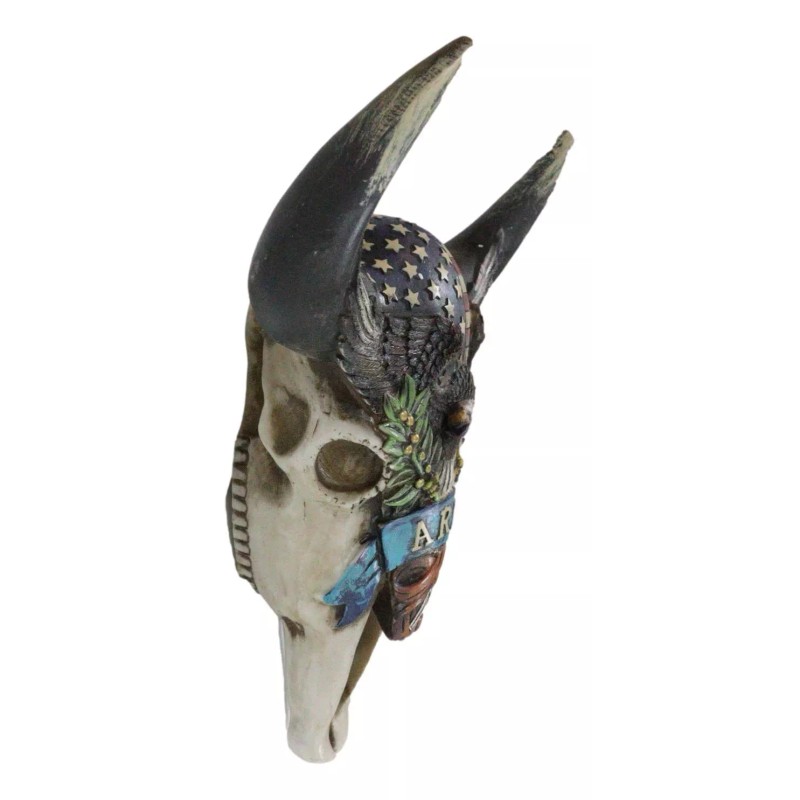 Western Patriotic Bull Cow Skull With American Flag Bald Eagle