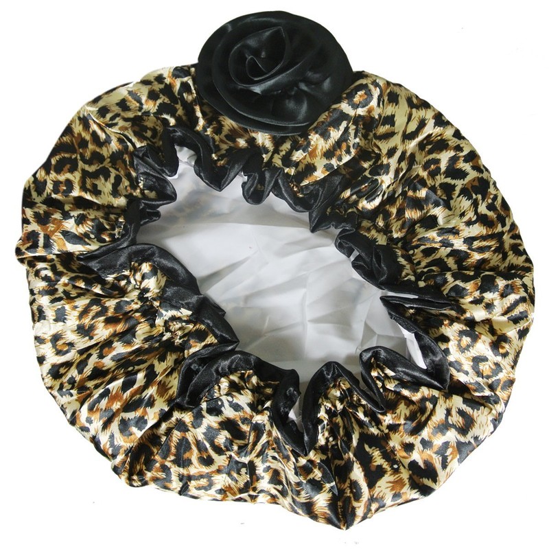 Kella Milla Stylish Satin Shower Cap - Brown Leopard