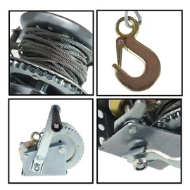 waltyotur Winch Hand Crank Winch 1200 lbs with 32ft Wire Cable Hook Fits Boat Trailer or ATV