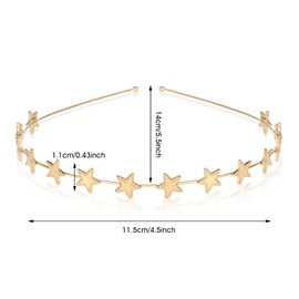 WLLHYF 2 Pieces Star Headbands Christmas Star Rhinestone Headband for Women and Girls Pearl Rhinestone Headdress Wedding Headpiece for Bride Gold Silver Metal Hair Bands Accessories