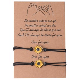 Zeafbaper Sunflower Bracelet Gifts for Best Friend Couples Matching Bracelets Set for 2 Mother daughter Birthday Gifts for Women Best Griend Sister Christmas Gift for Daughter Adults