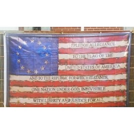 3X5 BETSY ROSS VINTAGE PLEDGE OF ALLEGIANCE TEA STAINED JANUARY 6TH FLAG