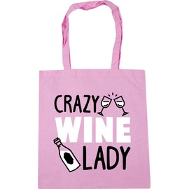 Hippowarehouse Crazy Wine Lady Tote Shopping Gym Beach Bag 42cm x38cm, 10 litres