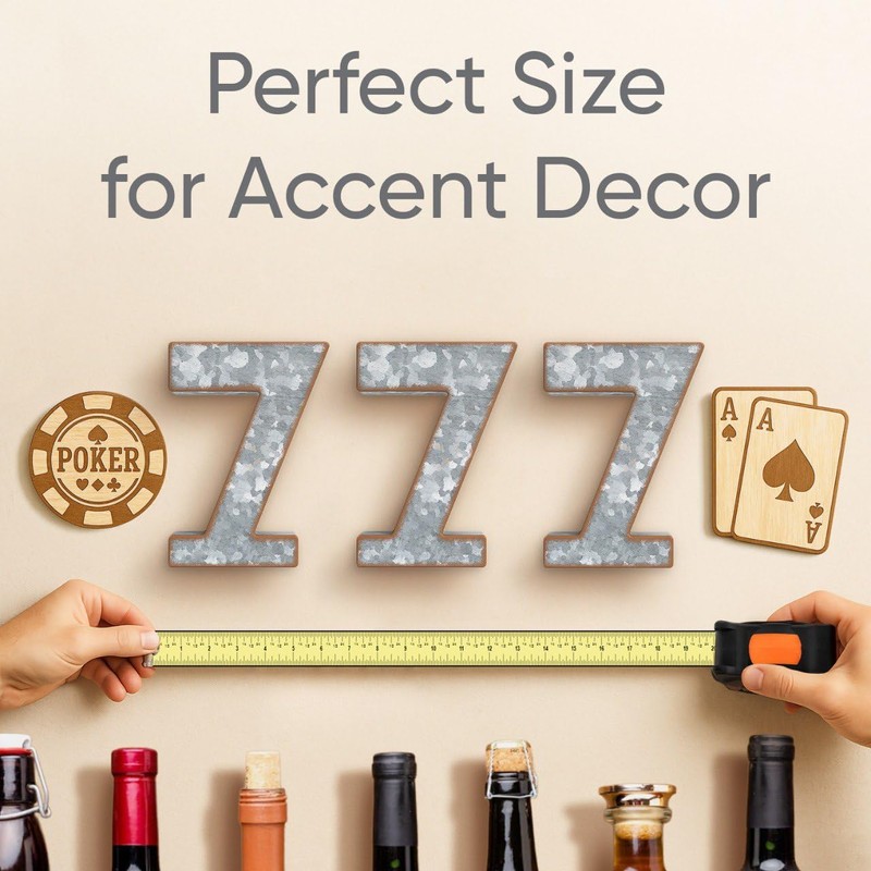 CraftyCrocodile 7" Galvanized Metal Numbers for Wall Decor - 3D