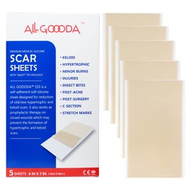 Hojas de silicona para cicatrices, tiras, cinta, 4 x 7 pulgadas [5 hojas], eliminación de cicatrices que reduce el tratamiento quirúrgico, golpes queloides, cirugía, quemaduras