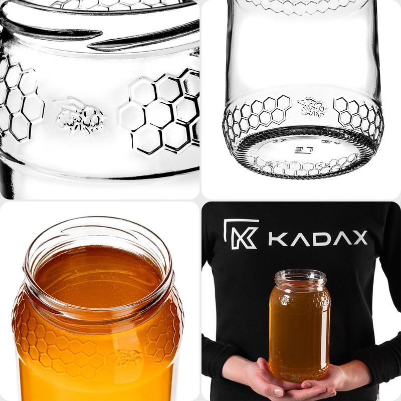 KADAX Honey Jars, 900 ml, Preserving Jars with Fi82 mm