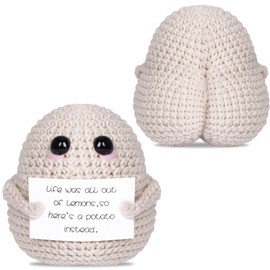 Crochet Potato Funny Emotional Crocheted Support Potato with Positive Gift Cards Suitable for Birthday Gag Gift