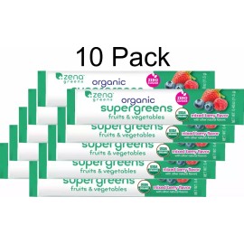 Zena Organic Super Greens Fruits & Vegetables Single Packs 10 Count Made in USA!