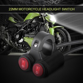 Keenso Motorcycle Handlebar Switch, Universal 12 V Motorcycle 7/8 Inch Handlebar Headlight Switch Double Control Fog Light Switch + Horn Switch (Type C) Headlight/Main Headlight
