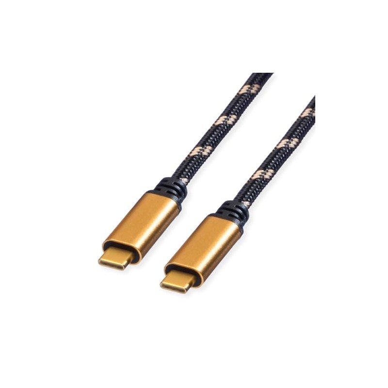 ROLINE Gold USB4 Gen3x2 Cable, C-C, ST/ST, 40Gbit/s, 100W, Black/Gold,
