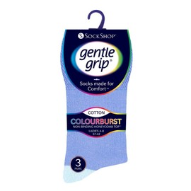 Gentle Grip - 6 Pack Womens Non Elastic Loose Top Patterned Cotton Rich Socks (4-8 uk, GG188)