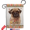 Fawn Pug Happiness Garden Flag Set with Stand Animals Dog