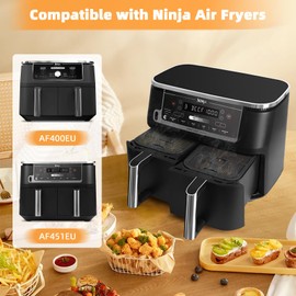 Air Fryer Splatter Screen, 2 Hot Air Fryer Liners Accessories, Compatible with Ninja Foodi MAX Dual Hot Air Fryer AF400UK/AF451UK, Splatter Screen Protects Air Fryer Heating Coil and Fan, Reusable