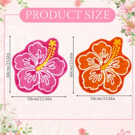 Drydiet 2 pcs 24 in Cute Hibiscus Flower Bathroom Rugs, Soft Thickened Microfiber Absorbent Quick Dry Non-Slip Bathtub Floor Mat, Machine Washable Plush(Hibiscus Flowers)
