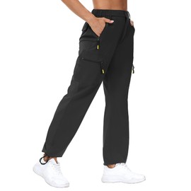VVK Women's Quick Dry Hiking Lightweight Joggers Pants Water Resistant Athletic Lounge Track Pants with Zipper Pockets Black XLarge