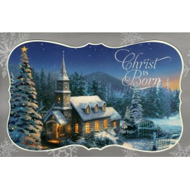 Dayspring Merry Christmas Holidays Christ Is Born Church Yard Thomas Kinkade Greeting Card