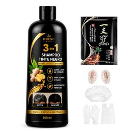 Shampoo Tinte Negro Cubre Canas 3 en 1 para Hombre y Mujer - Hair Dye Shampoo Black para Teñir Cabello en Casa Sin Amoniaco, Color Negro Natural...   