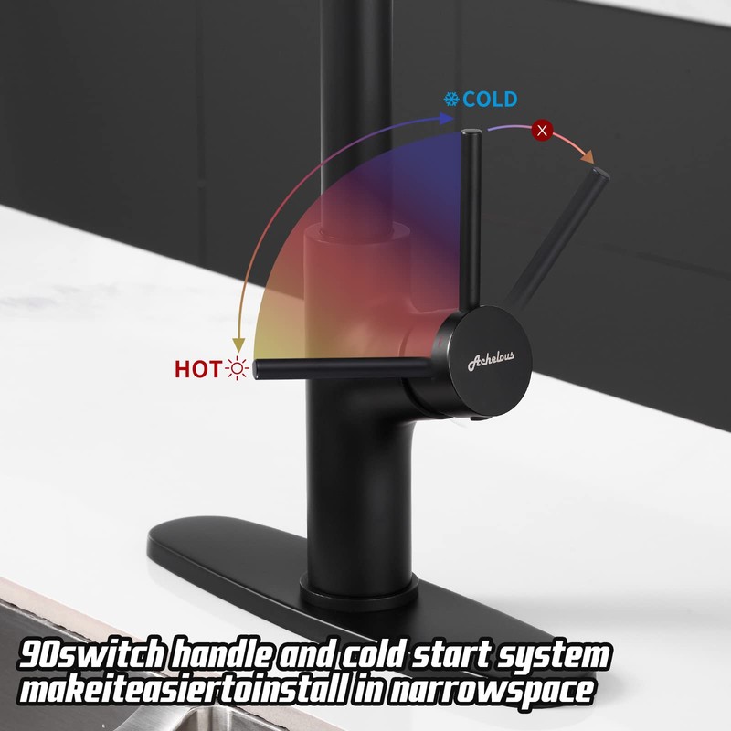 Achelous Black Kitchen Faucet with Pull Down Magnetic Docking Sprayer,Stainless