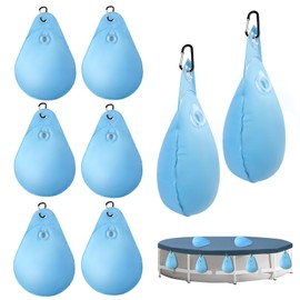 Pool Cover Weights Water Bag, Pack of 8 Thickened Pool Wall Pockets, Pool Weight Bag with Hooks, Robust Pool Water Bag for Hanging, Swimming Pool Cover Hanging Bag with Anti Leak Valve