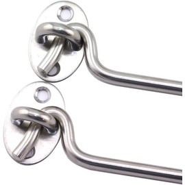 SQXBK 8 Inch Cabin Hook Eye Latch Wind-Proof Lock Shed Stainless Steel Gate Door Window Safety Stopper Silent Holders Catch Lock with Mounting Screws