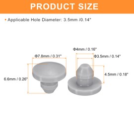QUARKZMAN Pack of 28 Rubber Stoppers, Round Rubber Stoppers for Snap-in for 3.5 mm Hole, Hole Plugs Waterproof for Metal Pipe, Furniture End Caps Inserts, Grey
