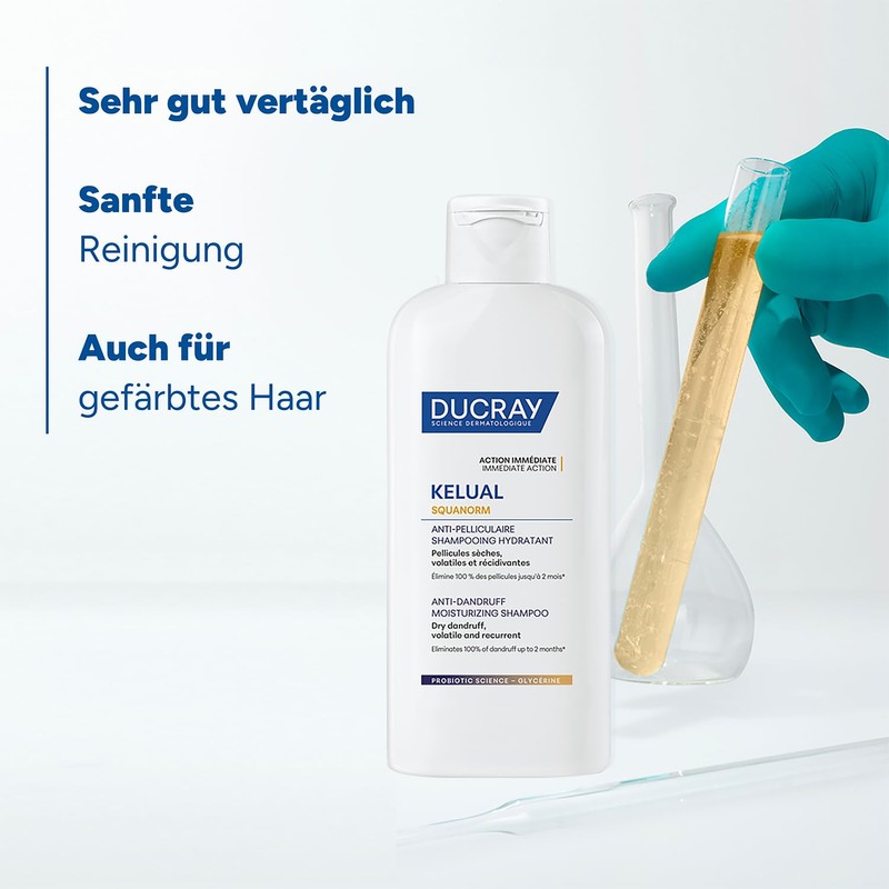 DUCRAY Kelual Squanorm Shampoo Dry Dandruff Removes 100% Dandruff Probiotic