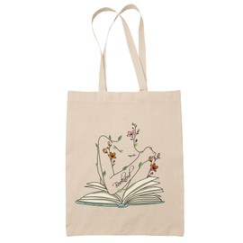 Faithful Prints Book Nerd Tote Bag | 100% Cotton Shopping Bag for Book Lovers | Christmas, Birthday Present | One Size Natural