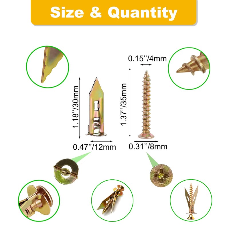 Jyphorixal 160 PCS Drywall Self Drilling Anchors with Screws Kit,80