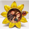 Sunflower Frame, 2"x2" Round Picture Frame with Red Jeweled Ladybug