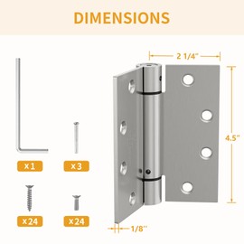 Luxbaro 3 Pack Self Closing Door Hinges, 4.5" x 4.5" Spring Loaded Hinges with Square Corners, Adjustable Tension for Garage, Front Door, Back Door, for Left and Right Hand Door, UL Listed
