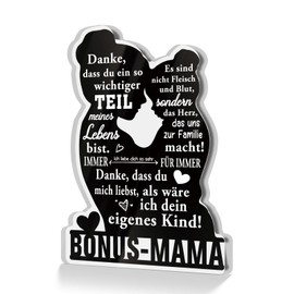 Putuo Decor Bonus-Mama Acrylschild – Deko Geschenk für Stiefmutter, Mutterfigur, Familie – Herzliche Botschaft zum Muttertag oder Geburtstag