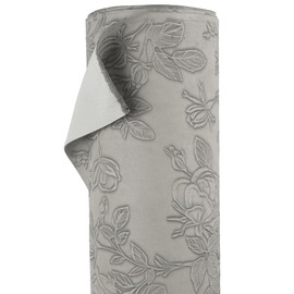 A-Express Floral Faux Leather Fabric - Embossed PU Synthetic Leather - 54" Wide by The Yard Vinyl Pleather Material - Upholstery Fabric for Car, DIY Craft Sheets - 1 Yard 54" x 36" Grey