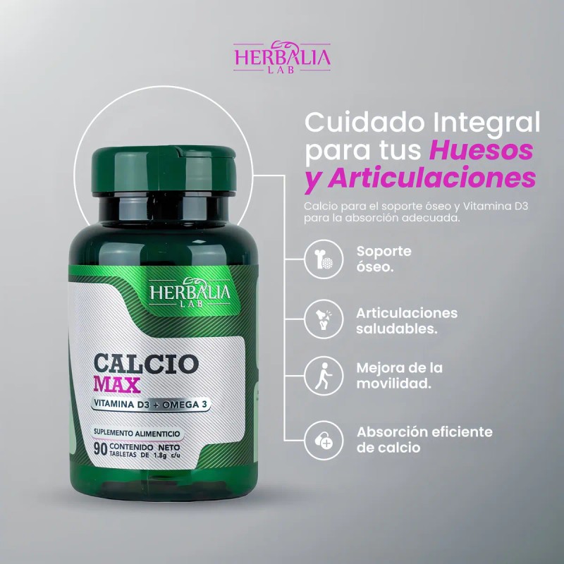 Calcio 600 Herbalia Lab Vitamina Omega Tabletas