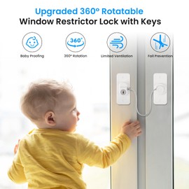 2-Pack Window Safety Locks with Keys, NewBinn Child Safety Window Restrictor Locks for UPVC and Refrigerator Security, White Fridge Locks for Children and Adults, No Drilling Required