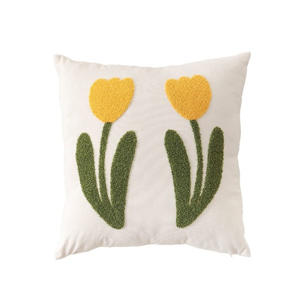 MOCOFO 18 x 18'' Pillowcase Embroidery Series Pillowcase Scandinavian Simple Decor Suitable for Sofa, Sofa, Bed(Tulip)