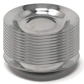 Menax - Set of 12 Snack Plates in Stainless Steel - Serving Dish - 14 cm