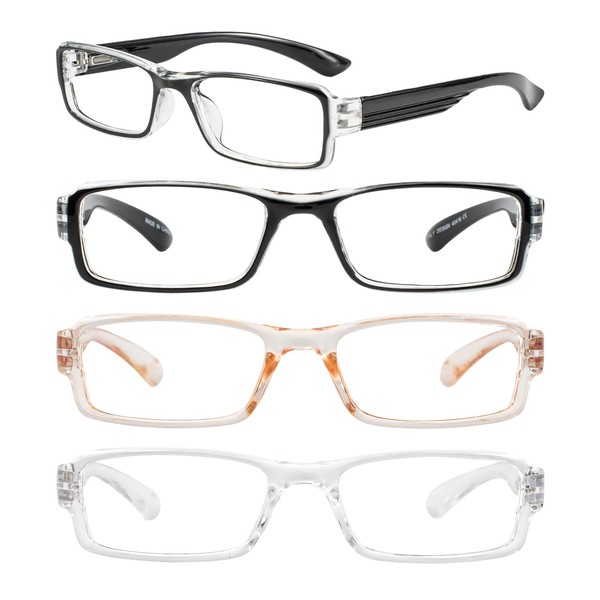 WEMOOTANTS 4 Packs Multicolor Reading Glasses 4.0 for Women Narrow